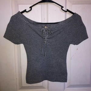 L.A Hearts Grey Wide Shoulder Crop Top